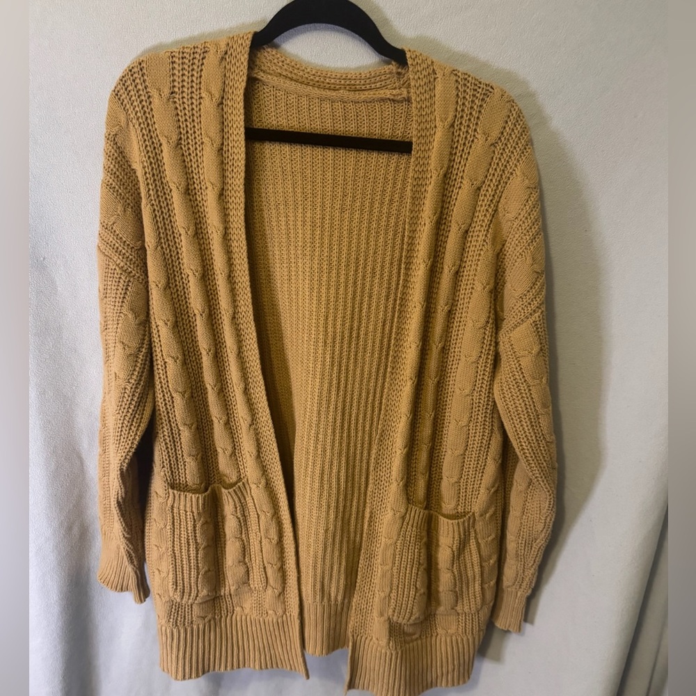 Amazon Tan Cable Knit Cardigan
